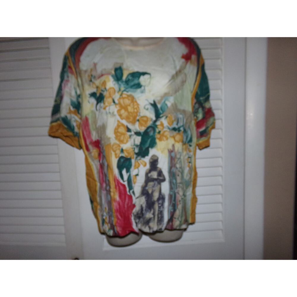 Vintage Casien Swinger 80s watercolor blouse size S Excellent‎
